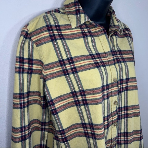 SMALL BUFFALO WOMENS YELLOW PLAID FLANNEL COTTON LONG SLEEVE BUTTON FRONT - Picture 3 of 10